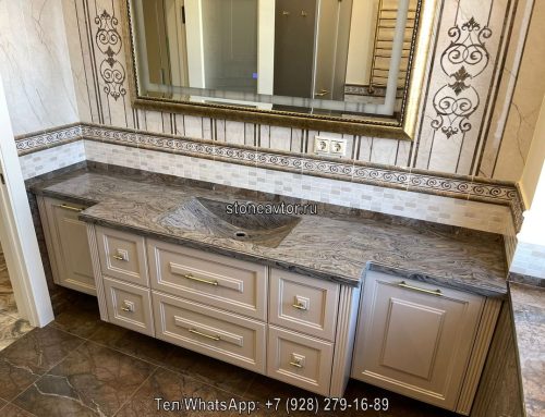 Встроенная раковина в столешницу для кухни из искусственного камня