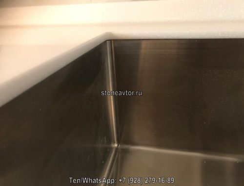 Белая угловая столешница для кухни с мойкой: заказать недорого у производителя